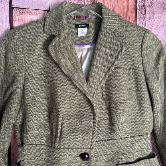 J.Crew Wool Herringbone Blazer Robert Noble Size 2  Fall Classic Preppy Work - Picture 3 of 9